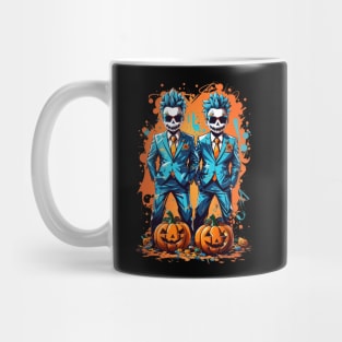 Ghoulish Grins & Halloween Pumpkin Twins Mug